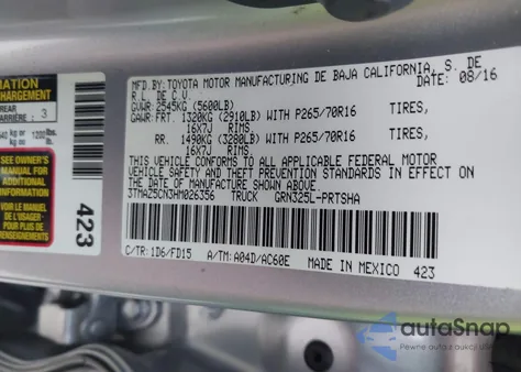 2017 Toyota Tacoma Trd Off Road from USA, damaged, VIN 3TMAZ5CN3HM026356